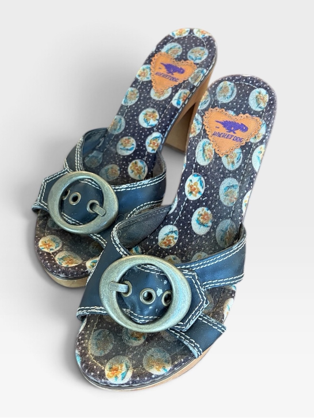 Rocket Dog Brown Clog-Style Buckle Heels